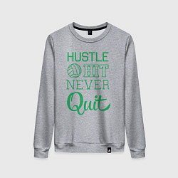 Свитшот хлопковый женский Hustle hit never quit, цвет: меланж