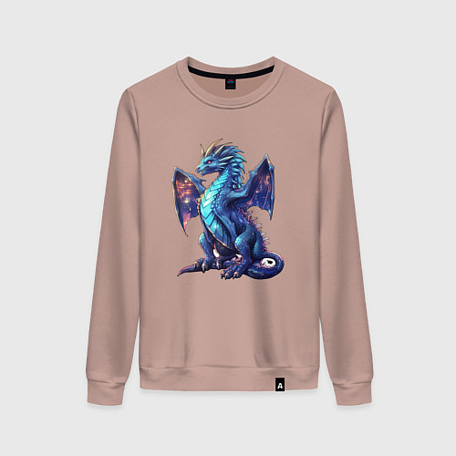 Женский свитшот Синий новогодний дракон / Пыльно-розовый – фото 1