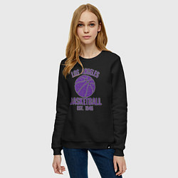 Свитшот хлопковый женский Basketball Los Angeles, цвет: черный — фото 2