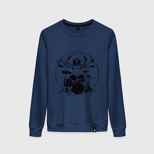 Женский свитшот Vitruvian six hand drummer / Тёмно-синий – фото 1