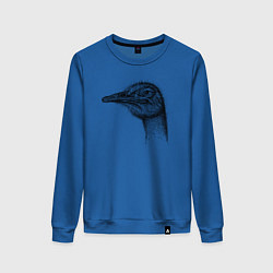 Свитшот хлопковый женский Страус профиль, цвет: синий