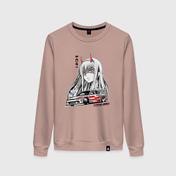 Свитшот хлопковый женский Nissan Silvia S15 Drift Zero Two, цвет: пыльно-розовый