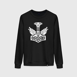 Свитшот хлопковый женский Молот Тора, цвет: черный