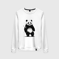 Свитшот хлопковый женский Панда стоит, цвет: белый