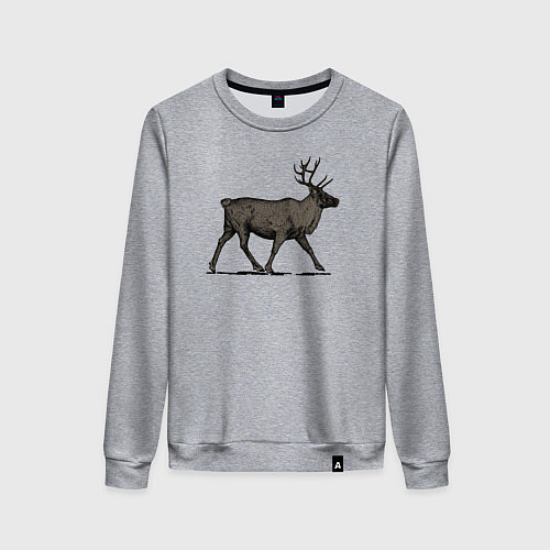 Женский свитшот Северный олень в профиль / Меланж – фото 1