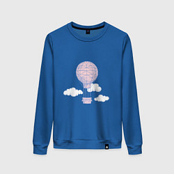 Свитшот хлопковый женский Воздушный шар в облаках, цвет: синий