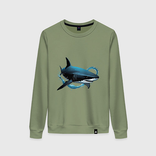 Женский свитшот Акула портрет / Авокадо – фото 1