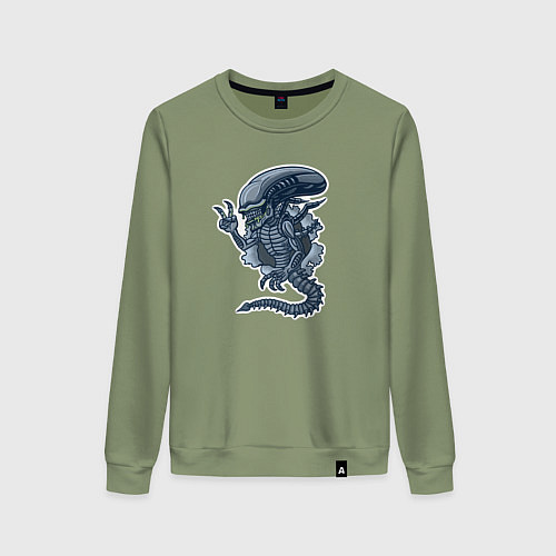 Женский свитшот Чужой инопланетянин из порванной дыры / Авокадо – фото 1