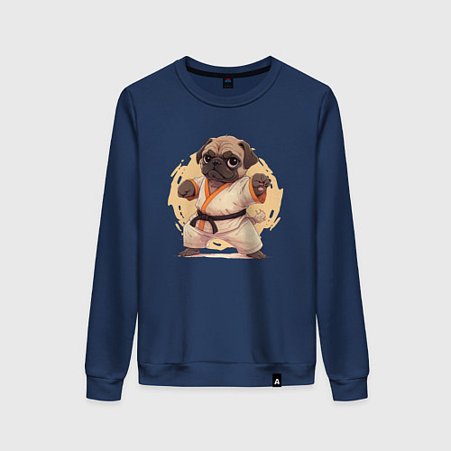 Женский свитшот Карате мопс / Тёмно-синий – фото 1