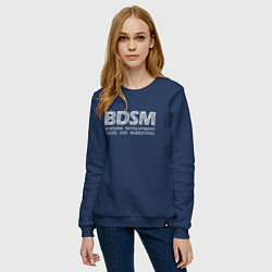 Свитшот хлопковый женский BDSM - business development sales and marketing, цвет: тёмно-синий — фото 2