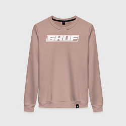 Свитшот хлопковый женский Скуф белым, цвет: пыльно-розовый