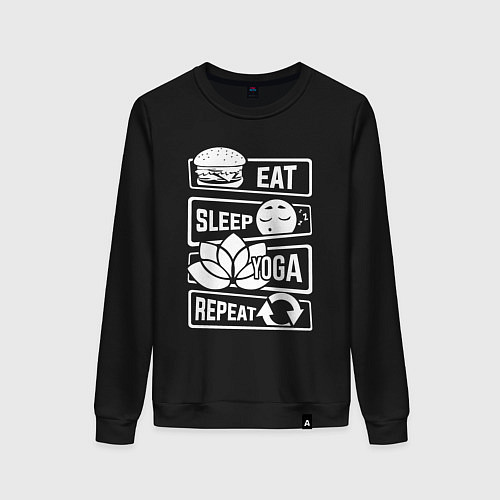 Женский свитшот Eat sleep yoga / Черный – фото 1