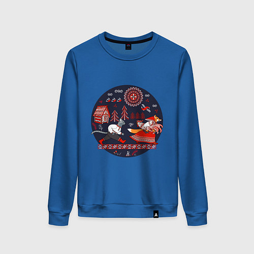 Женский свитшот Кот и лиса из сказки / Синий – фото 1