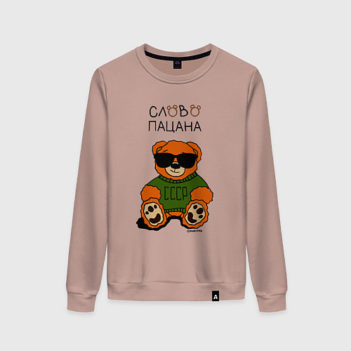 Женский свитшот Медведь в очках: слово пацана / Пыльно-розовый – фото 1