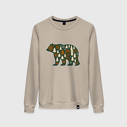 Женский свитшот Медведь и тайга