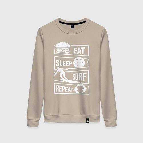 Женский свитшот Еда сон серфинг / Миндальный – фото 1