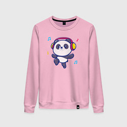 Свитшот хлопковый женский Music panda, цвет: светло-розовый