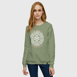Свитшот хлопковый женский Там где мы - там победа, цвет: авокадо — фото 2