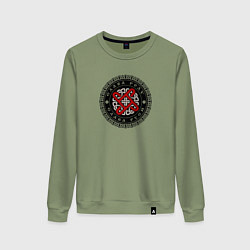 Свитшот хлопковый женский Славянский оберег колядник, цвет: авокадо