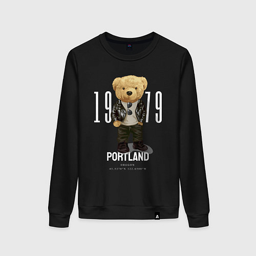 Женский свитшот Плюшевый медведь portland / Черный – фото 1