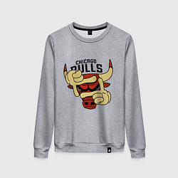 Свитшот хлопковый женский Bulls logo with hands, цвет: меланж
