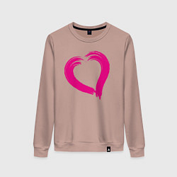Свитшот хлопковый женский Сердечко для влюбленных, цвет: пыльно-розовый