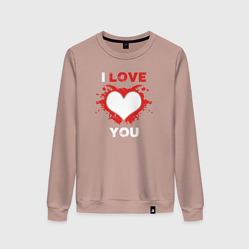 Женский свитшот I love you heart / Пыльно-розовый – фото 1