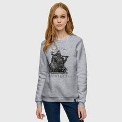 Свитшот хлопковый женский Русич с топором и щитом с символикой велеса, цвет: меланж — фото 2