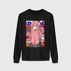 Свитшот хлопковый женский Неуверенная Хитори - Bocchi the Rock, цвет: черный