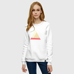 Свитшот хлопковый женский Абстрактные цветные треугольники, цвет: белый — фото 2