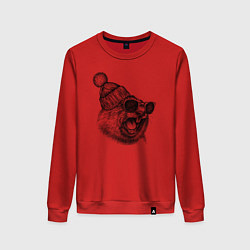 Свитшот хлопковый женский Орущий суслик-хипстер, цвет: красный