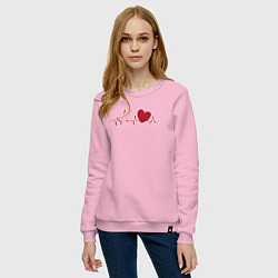 Свитшот хлопковый женский Сердце и электрокардиограмма: символ здоровья и лю, цвет: светло-розовый — фото 2