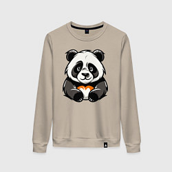 Свитшот хлопковый женский Милая панда лежит, цвет: миндальный