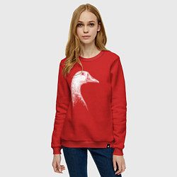 Свитшот хлопковый женский Гусь в профиль, цвет: красный — фото 2