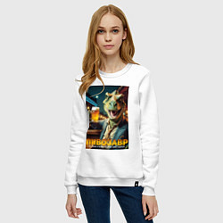 Свитшот хлопковый женский MoMo - Пивозавр не вымрет: пятница, цвет: белый — фото 2