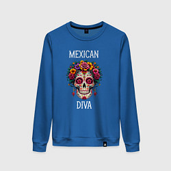 Свитшот хлопковый женский Мексиканская дива, цвет: синий