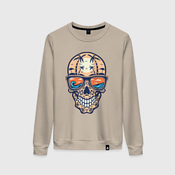 Свитшот хлопковый женский Summer skull, цвет: миндальный