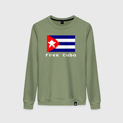 Свитшот хлопковый женский Free Cuba, цвет: авокадо