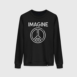 Свитшот хлопковый женский Imagine peace, цвет: черный