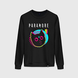 Свитшот хлопковый женский Paramore rock star cat, цвет: черный