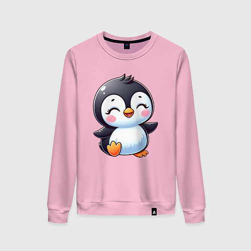 Женский свитшот Маленький радостный пингвинчик / Светло-розовый – фото 1