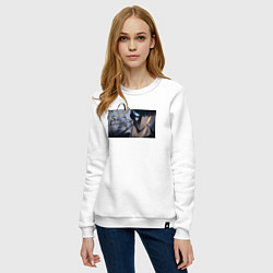 Свитшот хлопковый женский Сон Чжин У, цвет: белый — фото 2