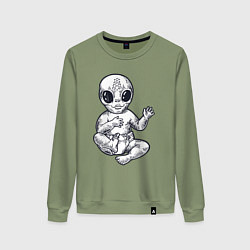 Свитшот хлопковый женский Baby alien, цвет: авокадо