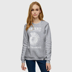 Свитшот хлопковый женский Эксперт палеонтолог на стажировке, цвет: меланж — фото 2