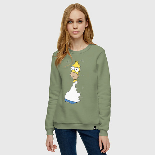 Женский свитшот Гомер в кустах / Авокадо – фото 3