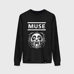 Свитшот хлопковый женский Muse rock panda, цвет: черный