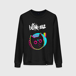 Свитшот хлопковый женский Blink 182 rock star cat, цвет: черный