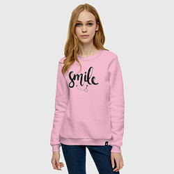 Свитшот хлопковый женский Funny smile, цвет: светло-розовый — фото 2