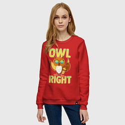 Свитшот хлопковый женский Owl right - каламбур отлично, цвет: красный — фото 2