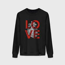 Свитшот хлопковый женский Love с сердцем, цвет: черный